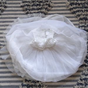 White+cream silk organza tulle flower girl dress